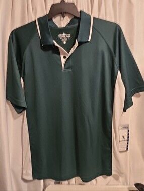 NEW Charles River Apparel Dark Green Polo with White Accents XL